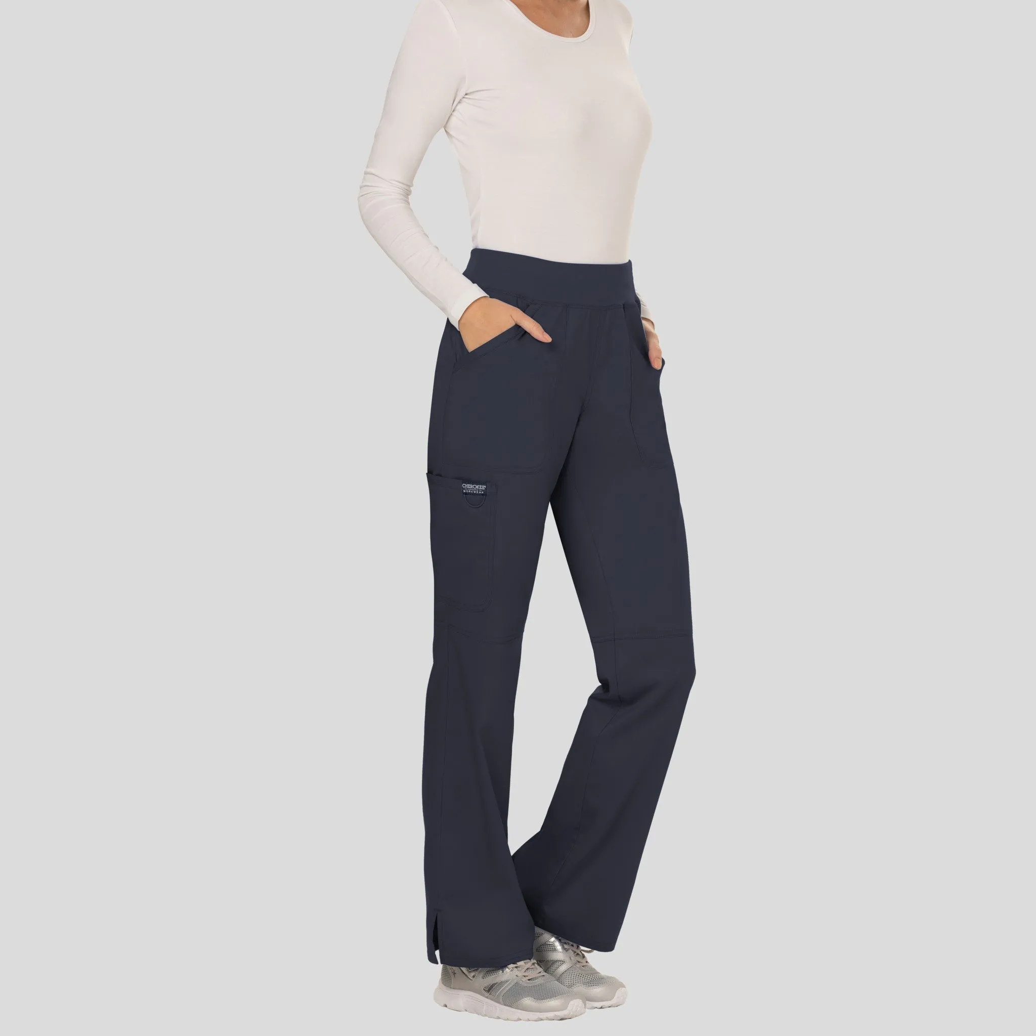 Women's Elastic Waistband Cargo Pull-On Scrub Pant | Pewter