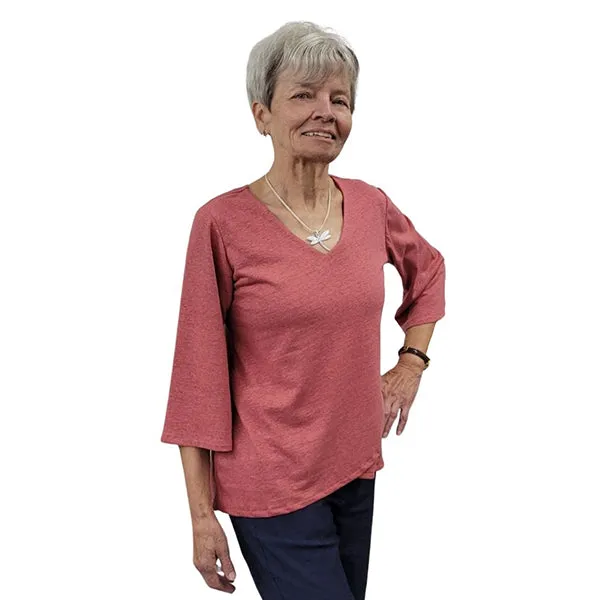 WOMEN'S LIVV TOP BELL SLEEVE HEMP ROSEBUD