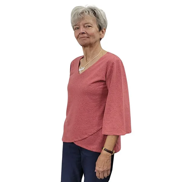 WOMEN'S LIVV TOP BELL SLEEVE HEMP ROSEBUD