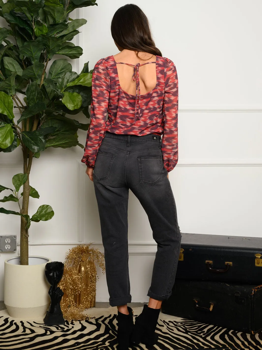 WOMEN'S LONG SLEEVE MULTI PRINT BODYSUIT