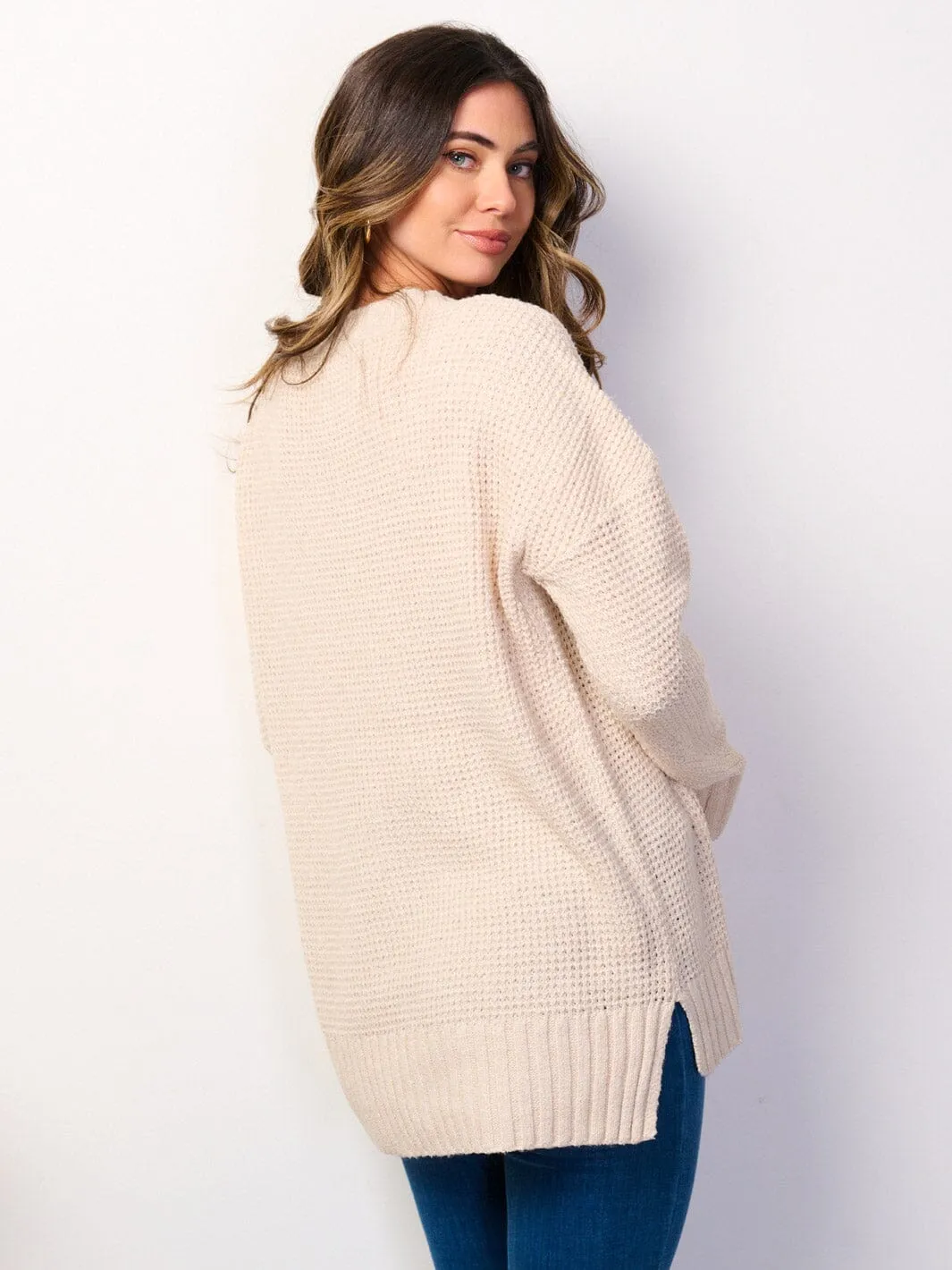 WOMEN'S LONG SLEEVE V-NECK PULLOVER SWEATER