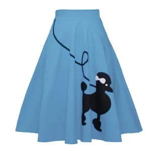 Womens Retro Rockabilly Pin Up Style Poodle Dog Print Skirts