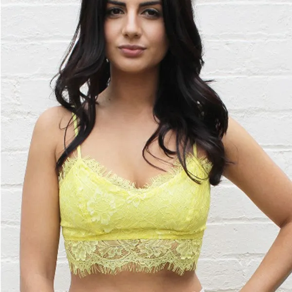 Women's Solid Floral Lace Straps Candy Color Bustier Cropped Tops Bras Bralette NW