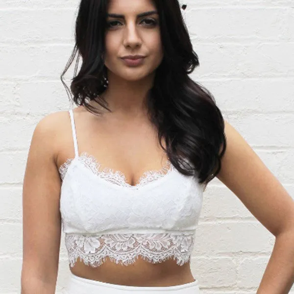 Women's Solid Floral Lace Straps Candy Color Bustier Cropped Tops Bras Bralette NW