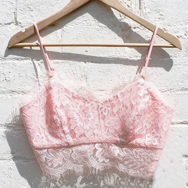 Women's Solid Floral Lace Straps Candy Color Bustier Cropped Tops Bras Bralette NW