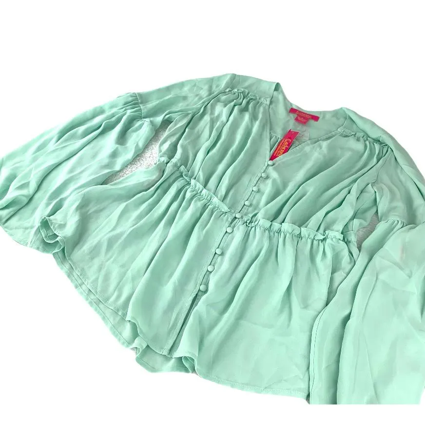 Women's Top Bell Sleeve V-Neck Blouse