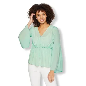 Women's Top Bell Sleeve V-Neck Blouse