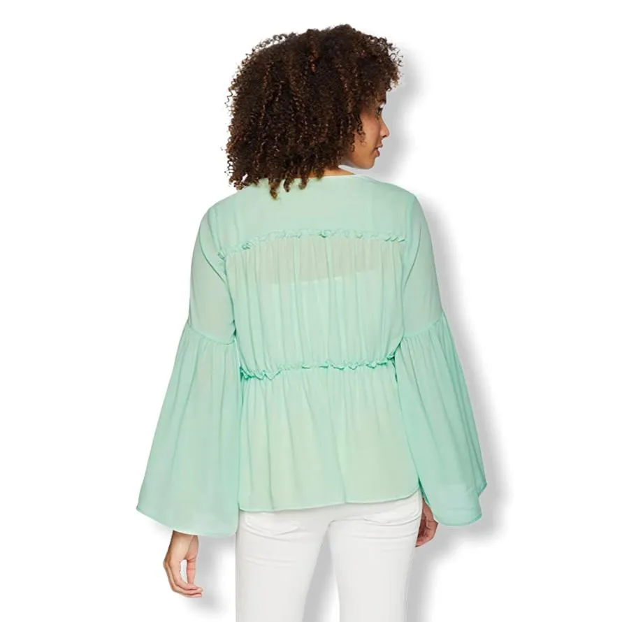 Women's Top Bell Sleeve V-Neck Blouse