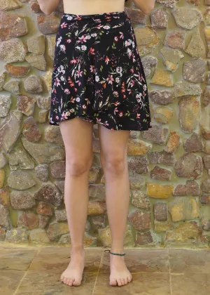 Wrap-Around Mini Skirt - Black Floral