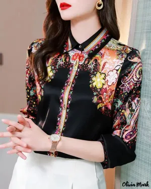 Xieyinshe - Paisley Print Long Sleeve Top