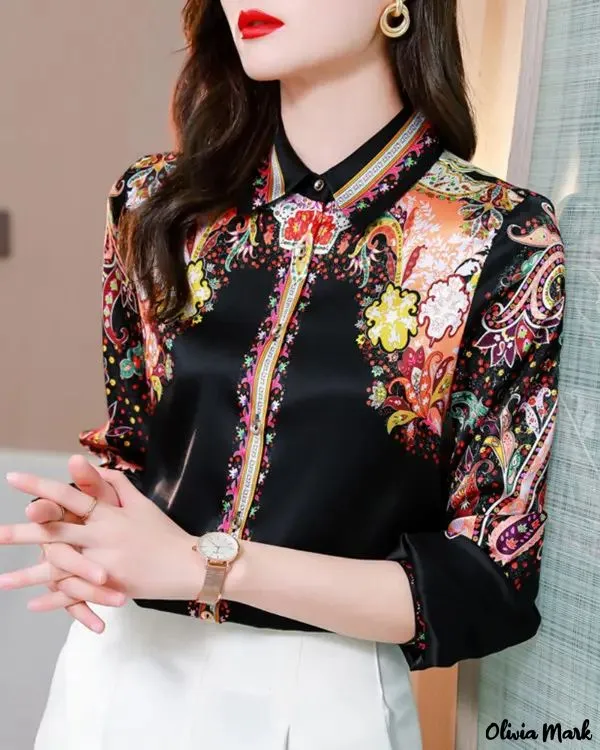Xieyinshe - Paisley Print Long Sleeve Top