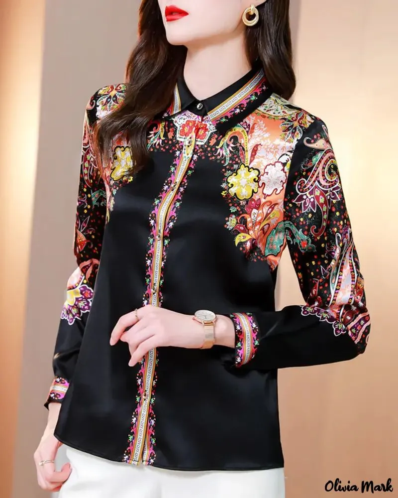 Xieyinshe - Paisley Print Long Sleeve Top