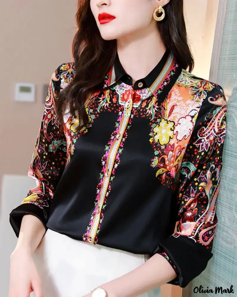 Xieyinshe - Paisley Print Long Sleeve Top