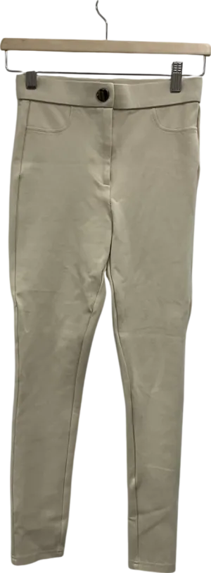 ZARA Cream Straight Leg Soft Trousers UK XS