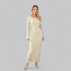 Zenaida® | Elegant lace-up maxi dress with velvet ribbed structure